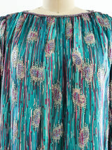 Beaded Teal Silk Top Top arcadeshops.com