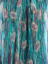 Beaded Teal Silk Top Top arcadeshops.com