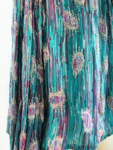Beaded Teal Silk Top Top arcadeshops.com