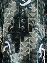 Geometric Beaded Silk Top Top arcadeshops.com