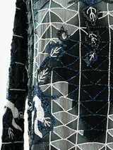 Geometric Beaded Silk Top Top arcadeshops.com