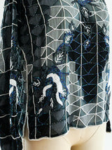 Geometric Beaded Silk Top Top arcadeshops.com