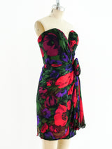 Vicky Tiel Dark Floral Strapless Cocktail Dress Dress arcadeshops.com