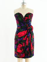 Vicky Tiel Dark Floral Strapless Cocktail Dress Dress arcadeshops.com