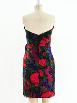 Vicky Tiel Dark Floral Strapless Cocktail Dress Dress arcadeshops.com