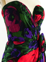 Vicky Tiel Dark Floral Strapless Cocktail Dress Dress arcadeshops.com