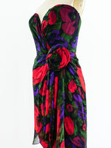 Vicky Tiel Dark Floral Strapless Cocktail Dress Dress arcadeshops.com