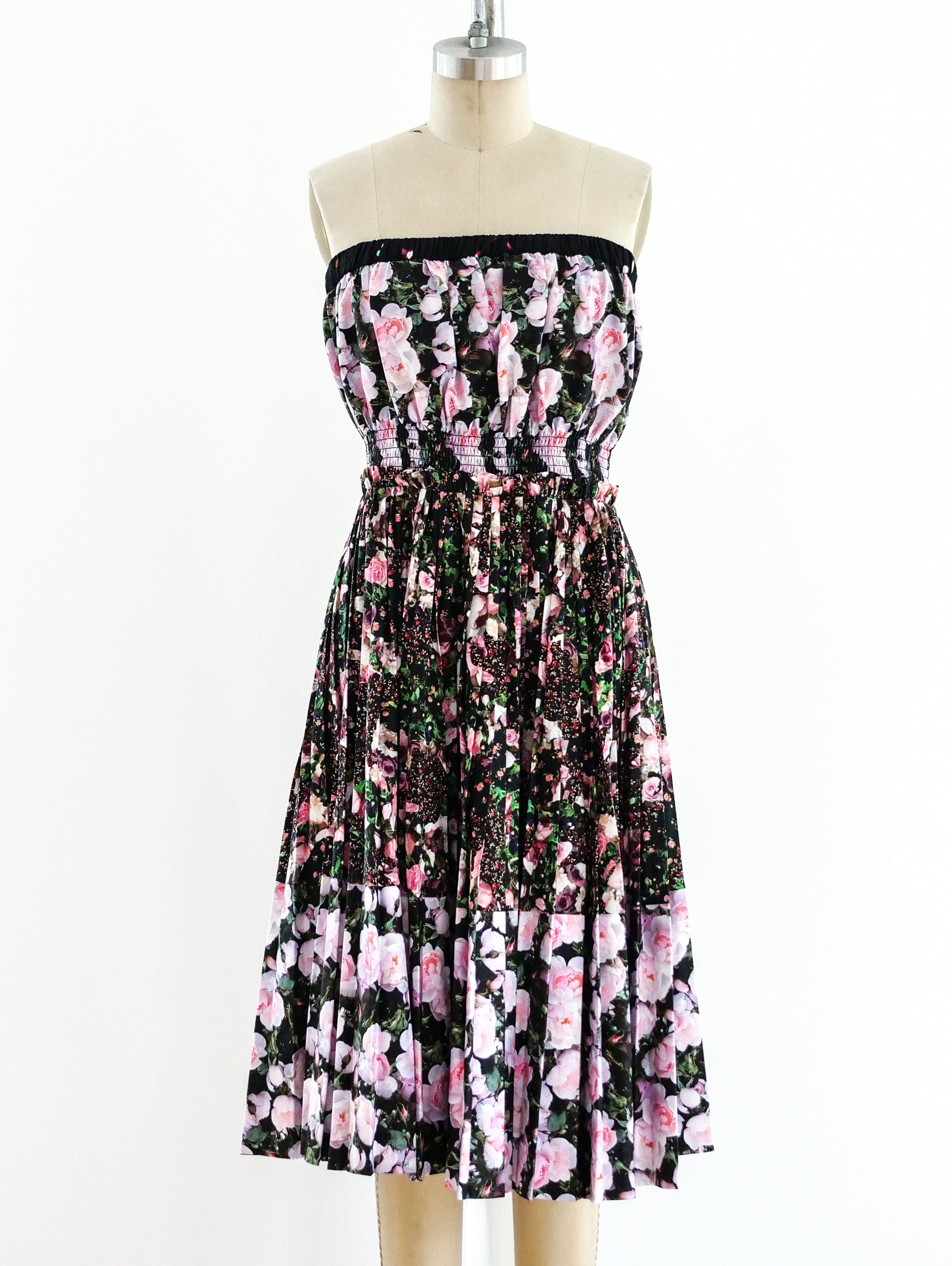 Givenchy Pleated Floral Strapless Dress