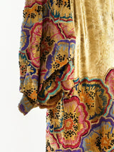 1920's Gold Lame Opera Coat with Floral Embroidery Jacket arcadeshops.com