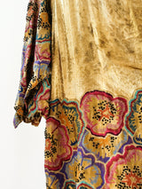 1920's Gold Lame Opera Coat with Floral Embroidery Jacket arcadeshops.com