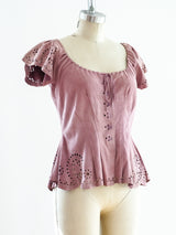 Suede Top with Cutout Details Top arcadeshops.com