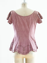 Suede Top with Cutout Details Top arcadeshops.com