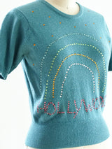 Hollywood Rhinestoned Cashmere Sweater Top arcadeshops.com