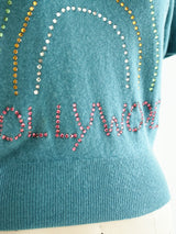 Hollywood Rhinestoned Cashmere Sweater Top arcadeshops.com