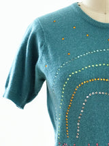 Hollywood Rhinestoned Cashmere Sweater Top arcadeshops.com