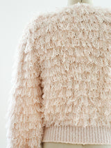 Pink Fringe Knit Cardigan Jacket arcadeshops.com