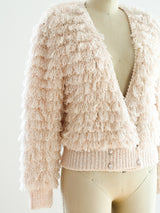 Pink Fringe Knit Cardigan Jacket arcadeshops.com
