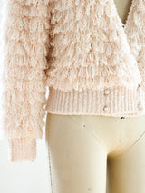 Pink Fringe Knit Cardigan Jacket arcadeshops.com