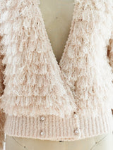 Pink Fringe Knit Cardigan Jacket arcadeshops.com
