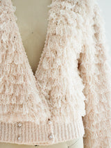 Pink Fringe Knit Cardigan Jacket arcadeshops.com
