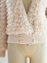 Pink Fringe Knit Cardigan Jacket arcadeshops.com