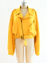 Yellow Silk Motorcycle Jacket Jacket arcadeshops.com