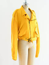 Yellow Silk Motorcycle Jacket Jacket arcadeshops.com