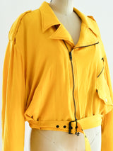 Yellow Silk Motorcycle Jacket Jacket arcadeshops.com