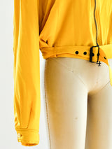 Yellow Silk Motorcycle Jacket Jacket arcadeshops.com