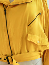 Yellow Silk Motorcycle Jacket Jacket arcadeshops.com