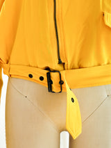 Yellow Silk Motorcycle Jacket Jacket arcadeshops.com
