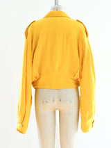Yellow Silk Motorcycle Jacket Jacket arcadeshops.com