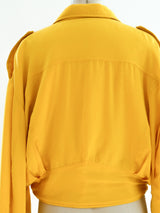 Yellow Silk Motorcycle Jacket Jacket arcadeshops.com