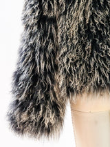 Black Mongolian Lamb Fur Coat Jacket arcadeshops.com