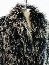 Black Mongolian Lamb Fur Coat Jacket arcadeshops.com