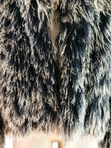 Black Mongolian Lamb Fur Coat Jacket arcadeshops.com