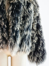 Black Mongolian Lamb Fur Coat Jacket arcadeshops.com