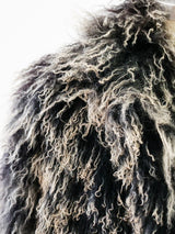 Black Mongolian Lamb Fur Coat Jacket arcadeshops.com