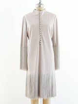 Beige Fringed Jersey Dress Dress arcadeshops.com