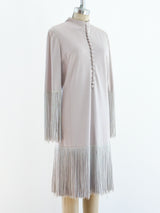 Beige Fringed Jersey Dress Dress arcadeshops.com