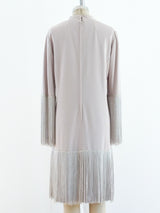 Beige Fringed Jersey Dress Dress arcadeshops.com