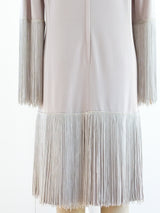 Beige Fringed Jersey Dress Dress arcadeshops.com