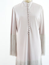 Beige Fringed Jersey Dress Dress arcadeshops.com