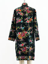 Floral Embroidered Silk Duster Jacket arcadeshops.com