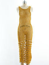 Gold Chenille Crochet Maxi Dress arcadeshops.com