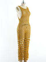Gold Chenille Crochet Maxi Dress arcadeshops.com