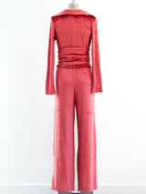 Coral Stretch Velvet Jumpsuit Suit arcadeshops.com
