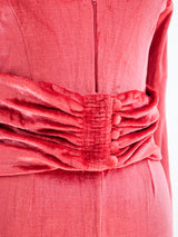 Coral Stretch Velvet Jumpsuit Suit arcadeshops.com