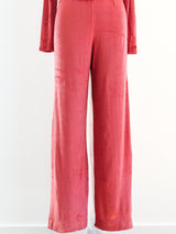 Coral Stretch Velvet Jumpsuit Suit arcadeshops.com