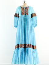 Turquoise Embroidered Trapeze Dress Dress arcadeshops.com